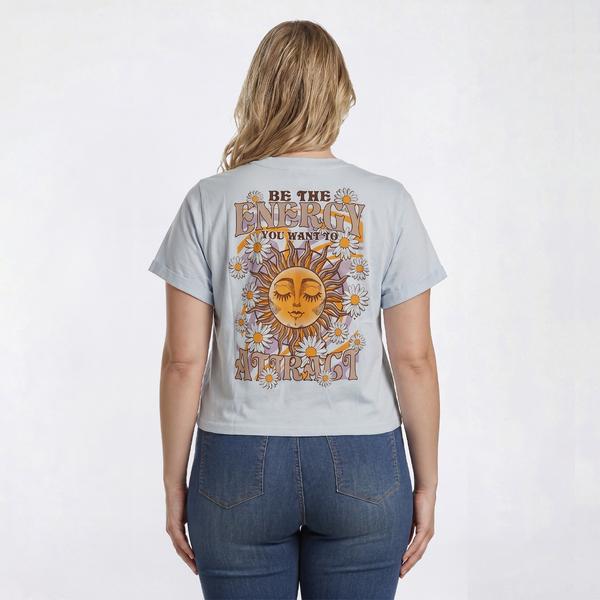 Juniors Plus Attitude Not Included Roll Cuff Cropped Graphic Tee alternate view